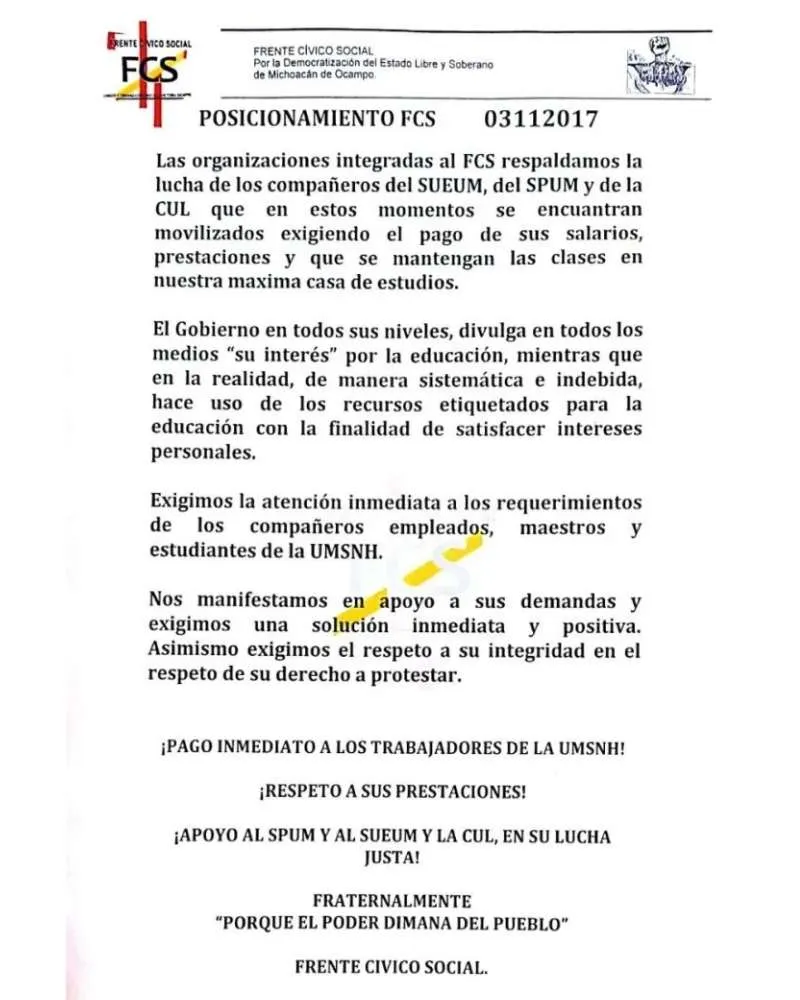 Diversos sindicatos se suman al SUEUM y SPUM y exigen juntos el pago íntegro de la quincena para empleados de la UMSNH, intensificando la lucha laboral universitaria 6