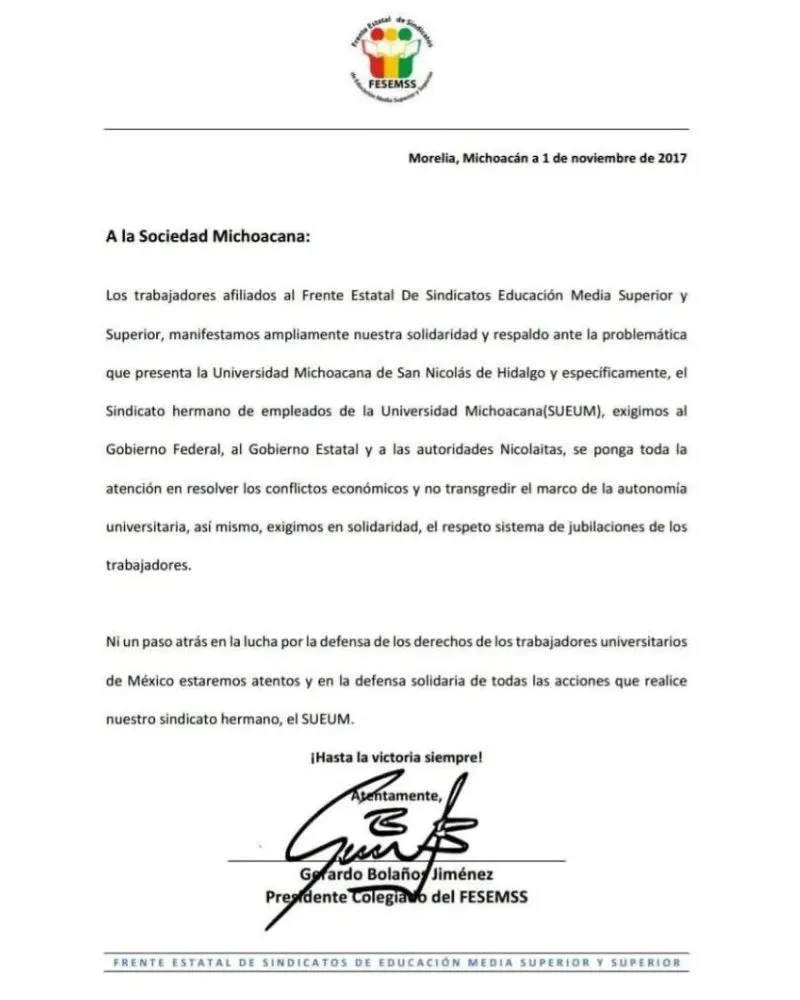 Diversos sindicatos se suman al SUEUM y SPUM y exigen juntos el pago íntegro de la quincena para empleados de la UMSNH, intensificando la lucha laboral universitaria 7