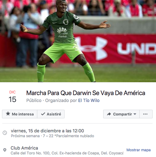 Convocan marcha para que Darwin salga del América