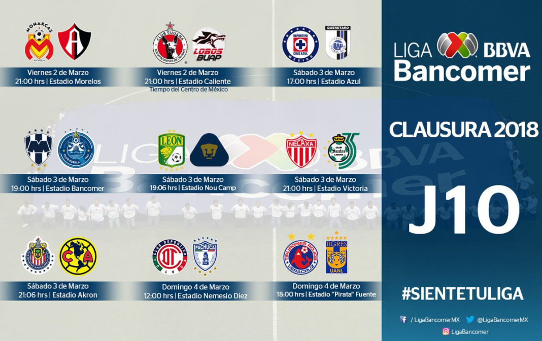 Se juega la candente Jornada 10 del Clausura 2018