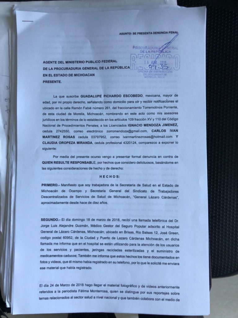 Una denuncia presentada ante la PGR revela el presunto uso de medicinas caducas y jeringas recicladas en el Hospital General de Lázaro Cárdenas, Michoacán 3