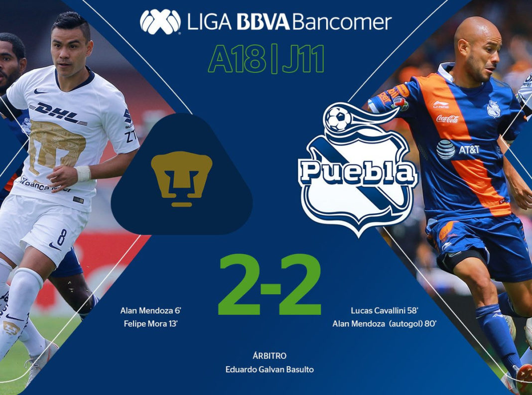 Pumas deja ir el triunfo ante Puebla