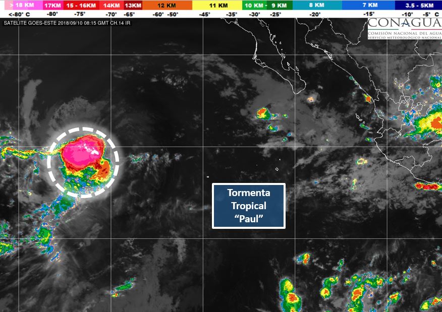 Se forma en el Pacífico la tormenta tropical Paul