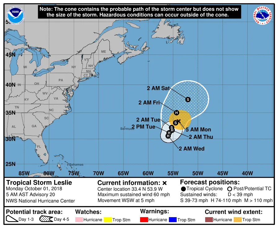 Se forma en el Atlántico la tormenta tropical Lesli