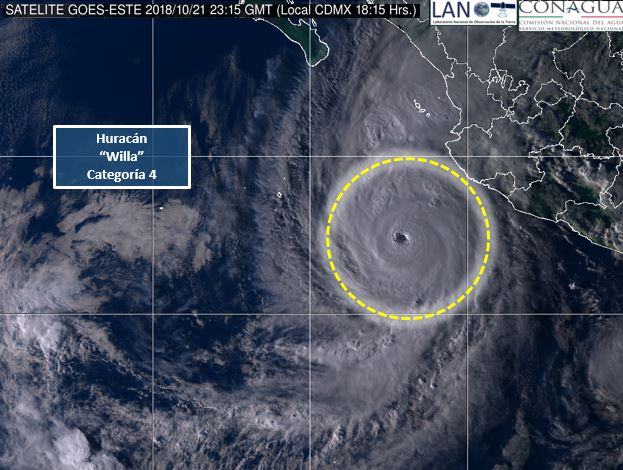 Huracán Willa aumenta su fuerza