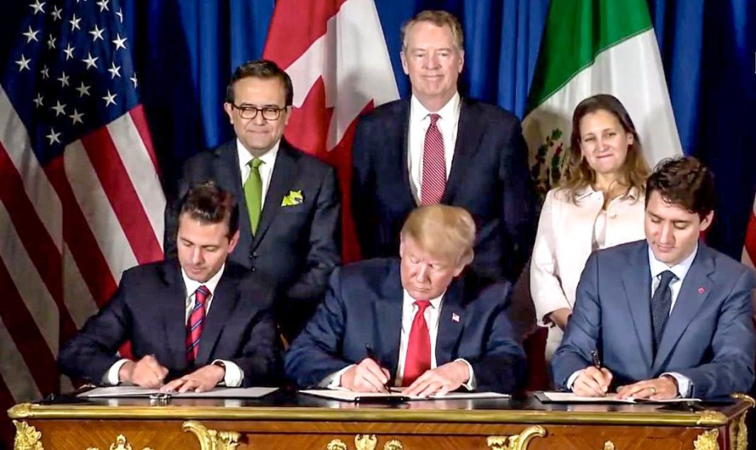Firman México, EU y Canadá el T-MEC