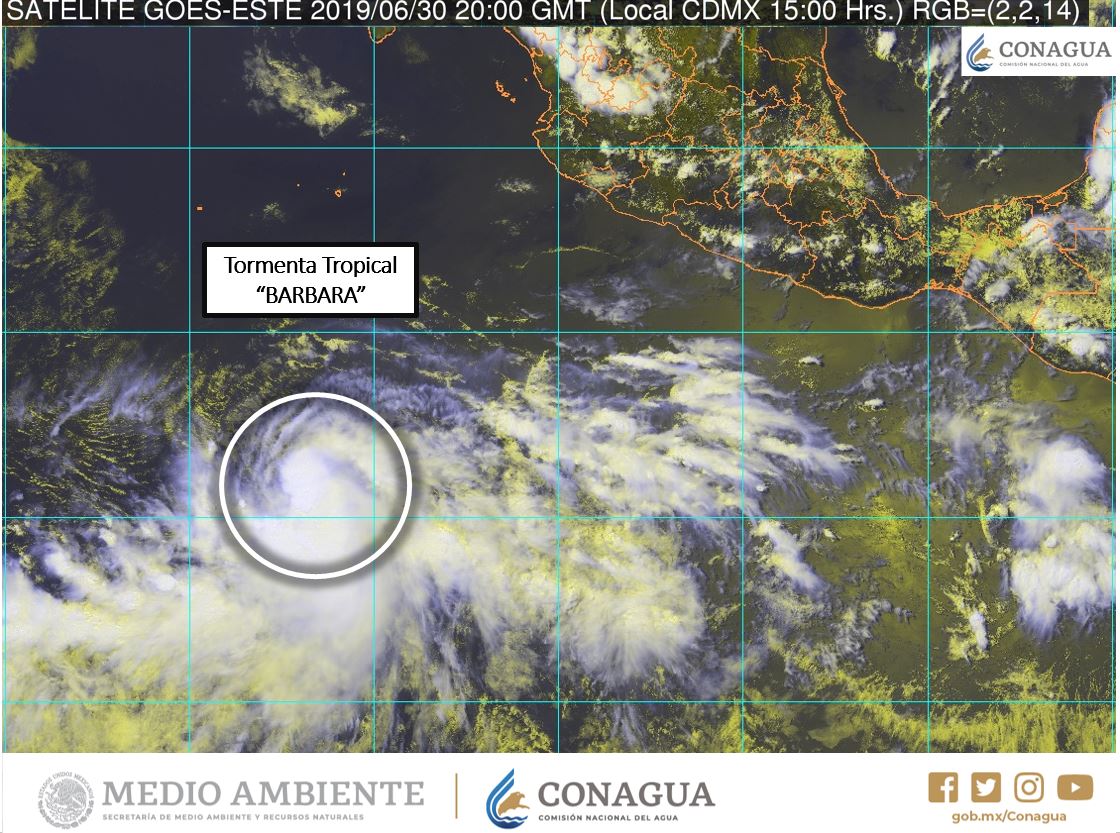 Se forma en el Pacífico la tormenta tropical "Barbara"