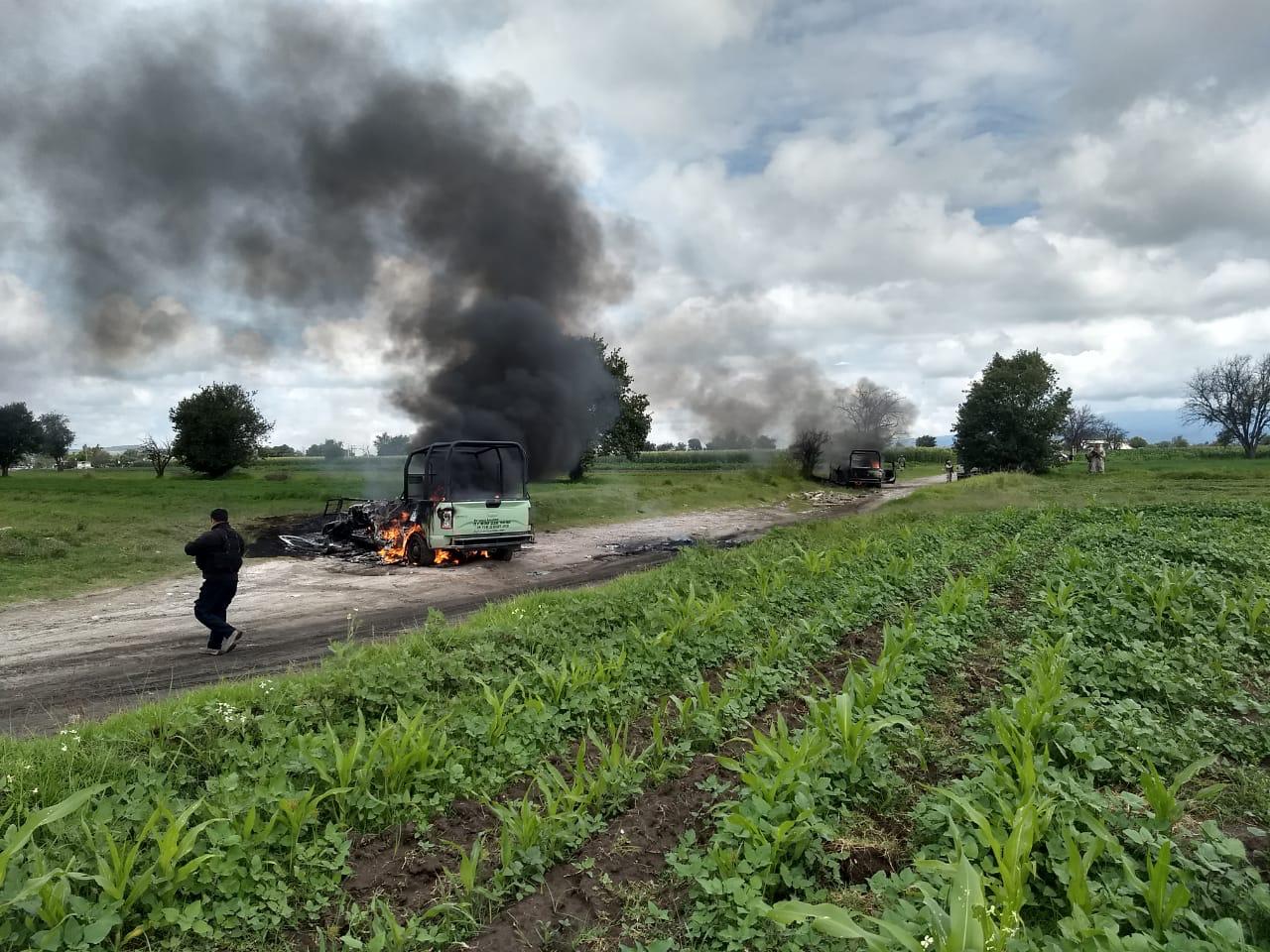 Queman patrullas de la Guardia Nacional en Puebla