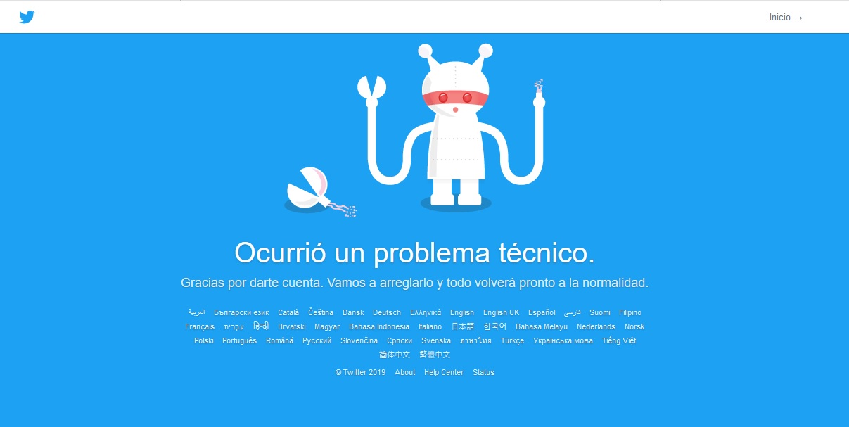 Twitter presenta fallas en su servicio