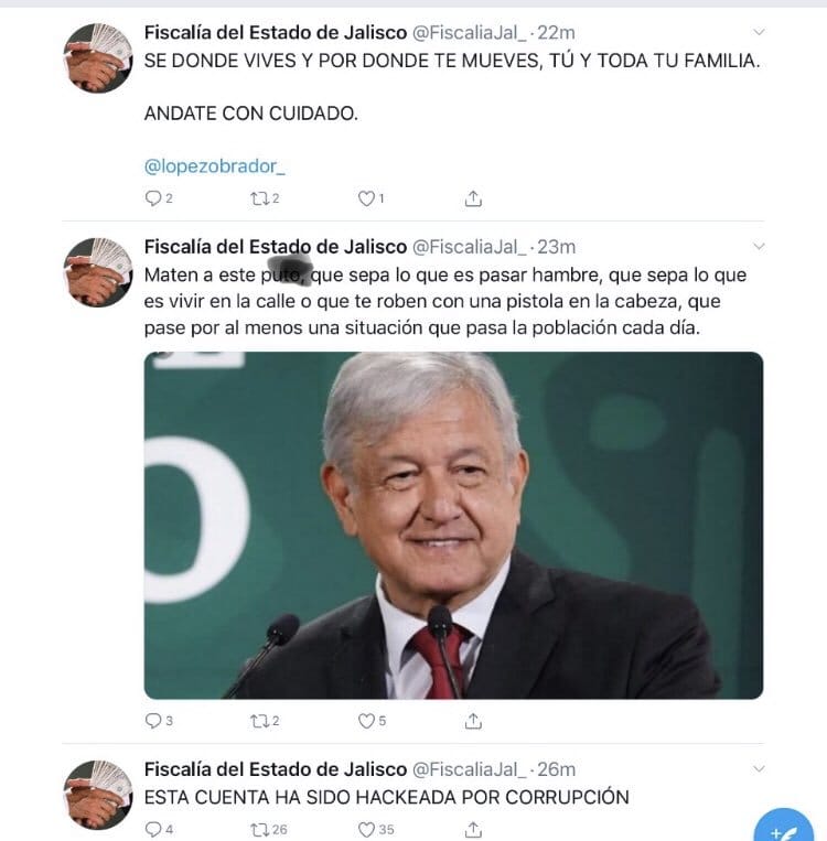 Hackean cuenta de la Fiscalía de Jalisco