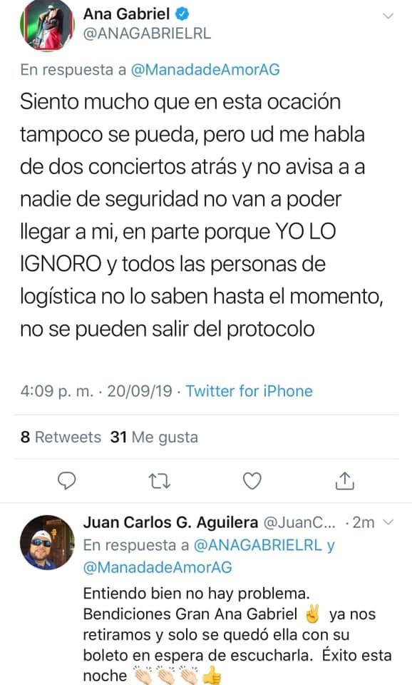 Ana Gabriel se niega a conocer a fan desahuciado