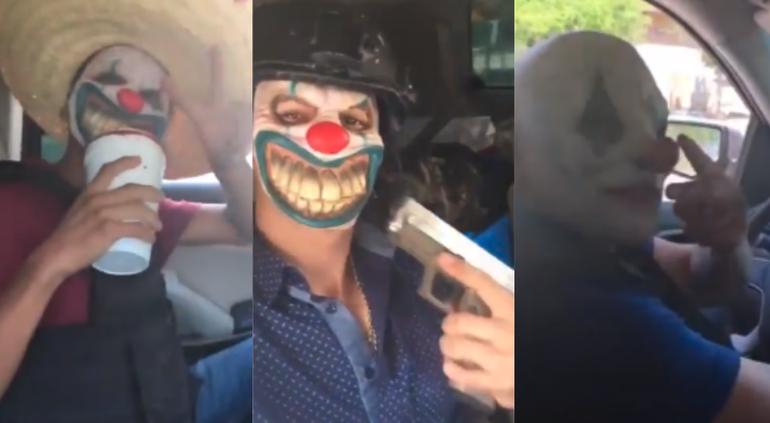 #Video Al estilo del Joker, narcopayasos armados patrullan Tamaulipas