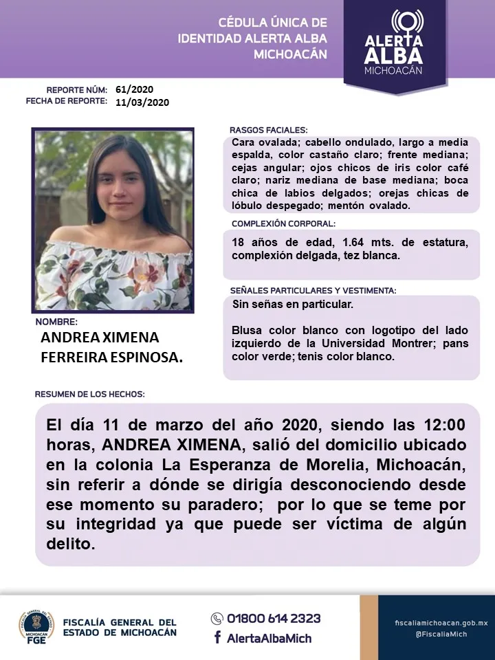 Activan Alerta Alba por Andrea Ximena Ferreira Espinosa