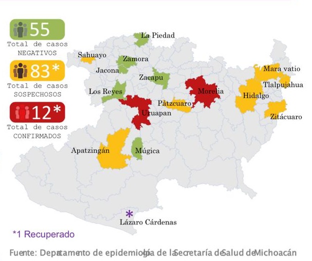 Michoacán ya registra 12 casos de coronavirus; 10 en Morelia