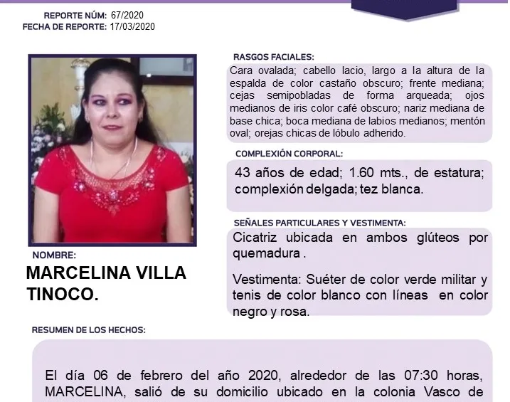 Activan Alerta Alba por Marcelina Villa Tinoco