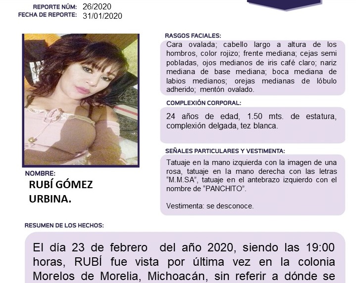 Activan Alerta Alba por Rubí Gómez Urbina