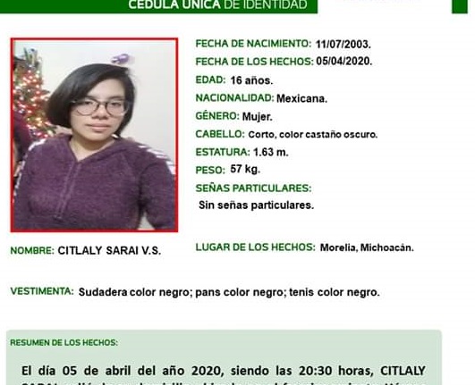 Activan Alerta Amber por Citlaly Sarai V.S