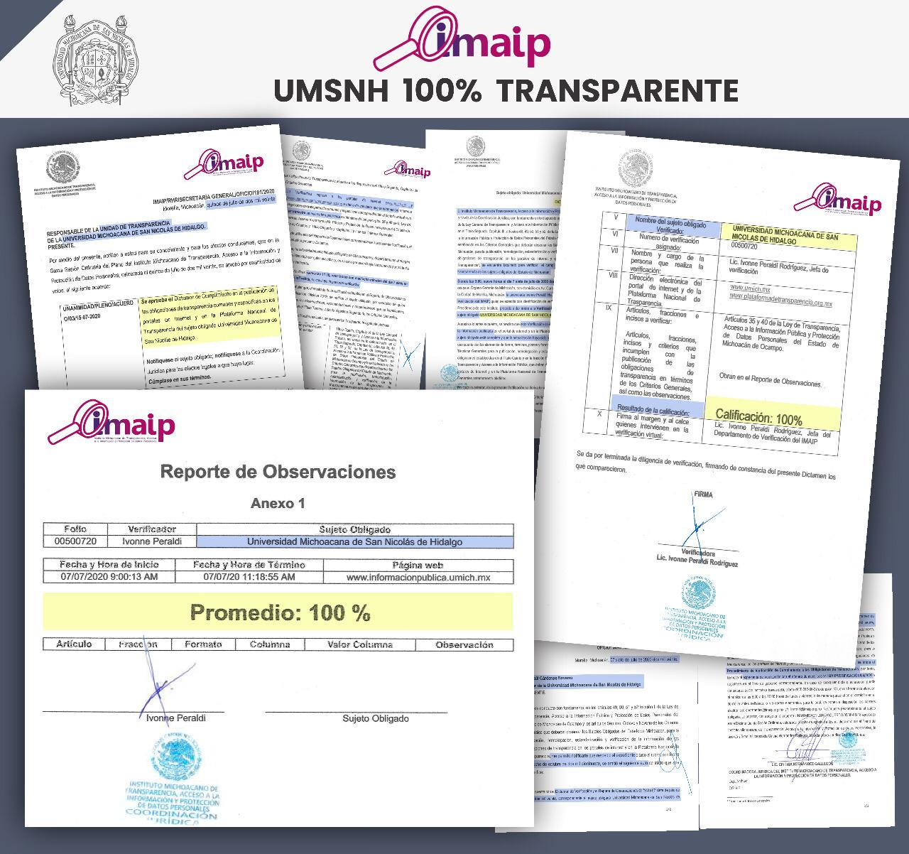 UMSNH obtiene calificación del 100 por ciento de cumplimiento en transparencia