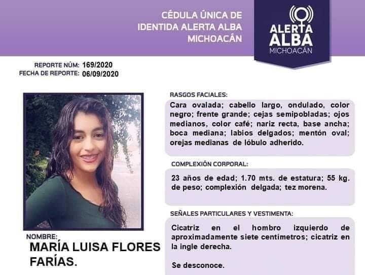 ctivan alerta alba para localizar a María Luisa Flores Farías