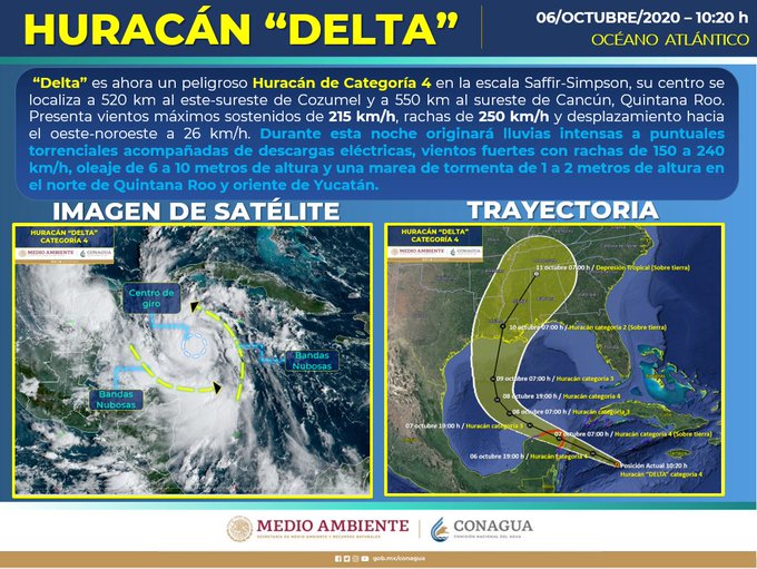 Activan alerta roja por huracán "Delta"