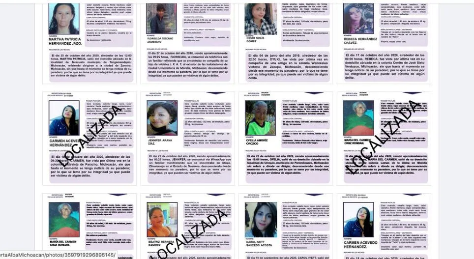 45 mujeres desaparecidas en Michoacán
