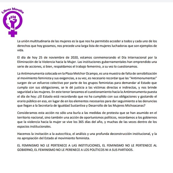 Feministas acusan falta de sensibilidad