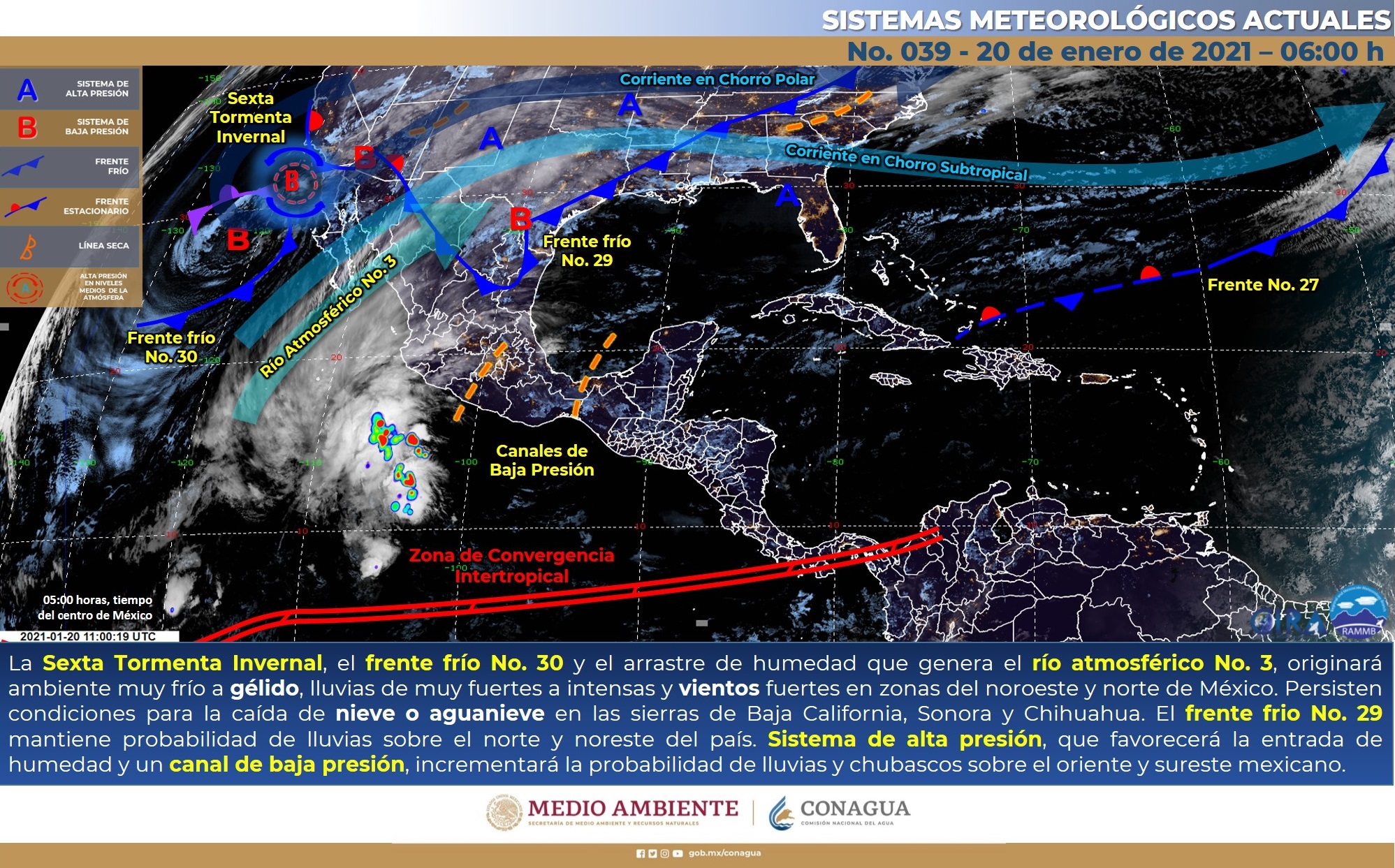 Reporte meteorológico general para hoy