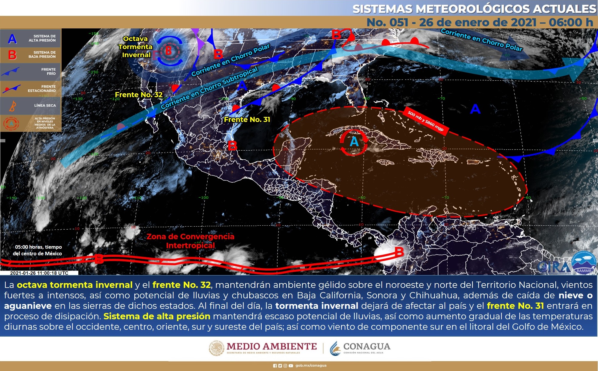 Reporte meteorológico para este martes