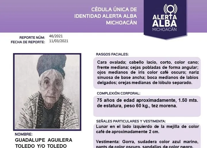 Activan alerta alba por Guadalupe Aguilera Toledo