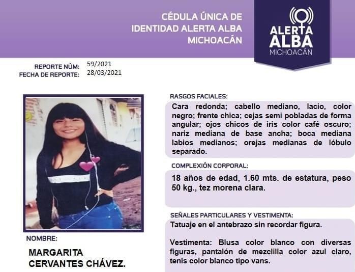 Activan alerta alba por Margarita Cervantes Chávez