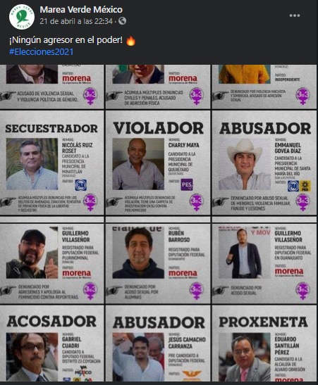 Acusan agresores violadores acosadores 21 políticos