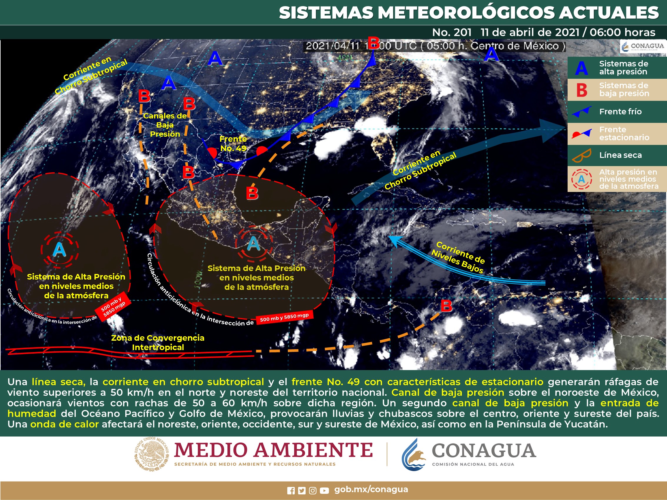 Reporte meteorológico de hoy domingo