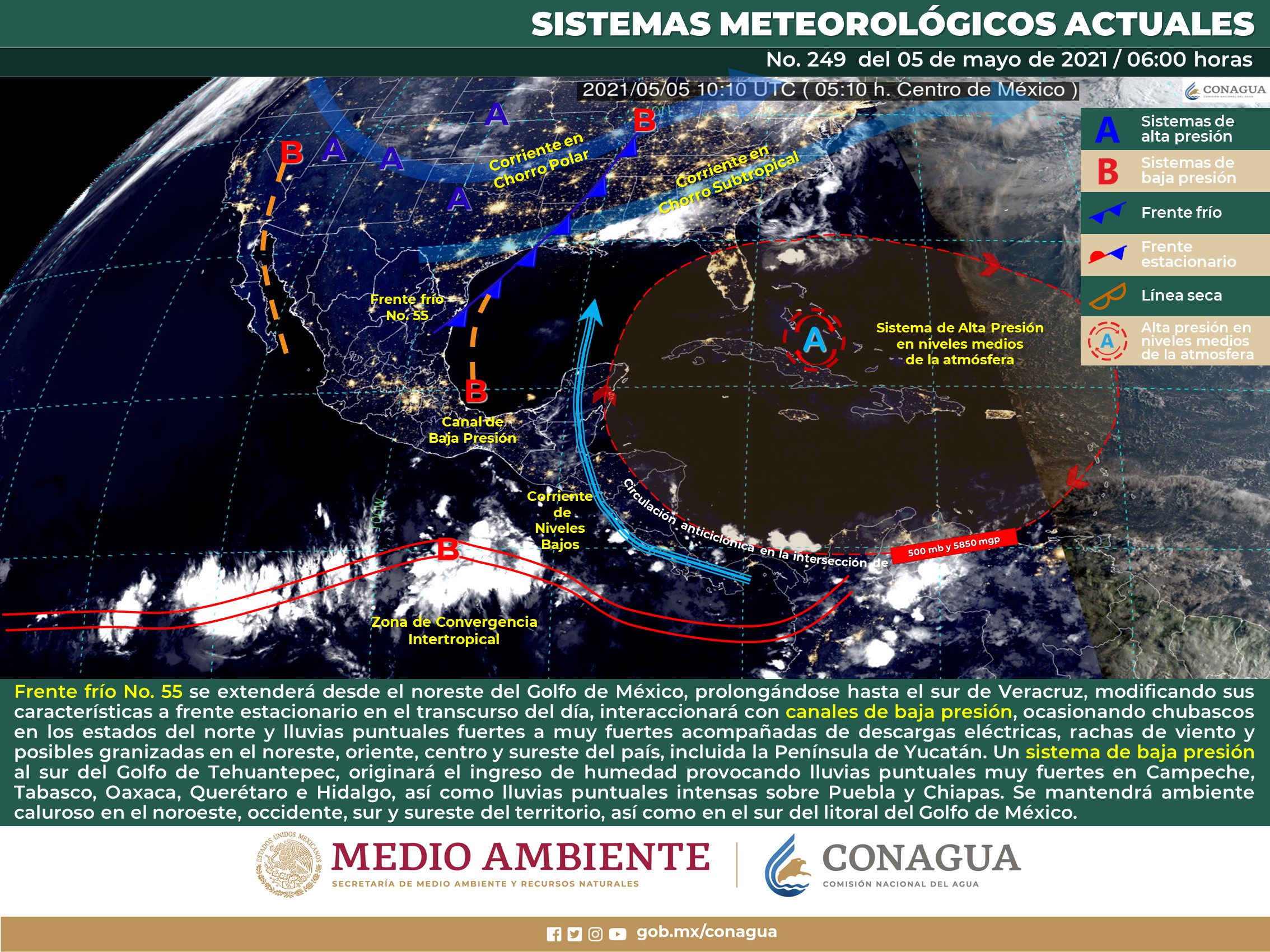 Pronóstico meteorológico general para el día de hoy miércoles