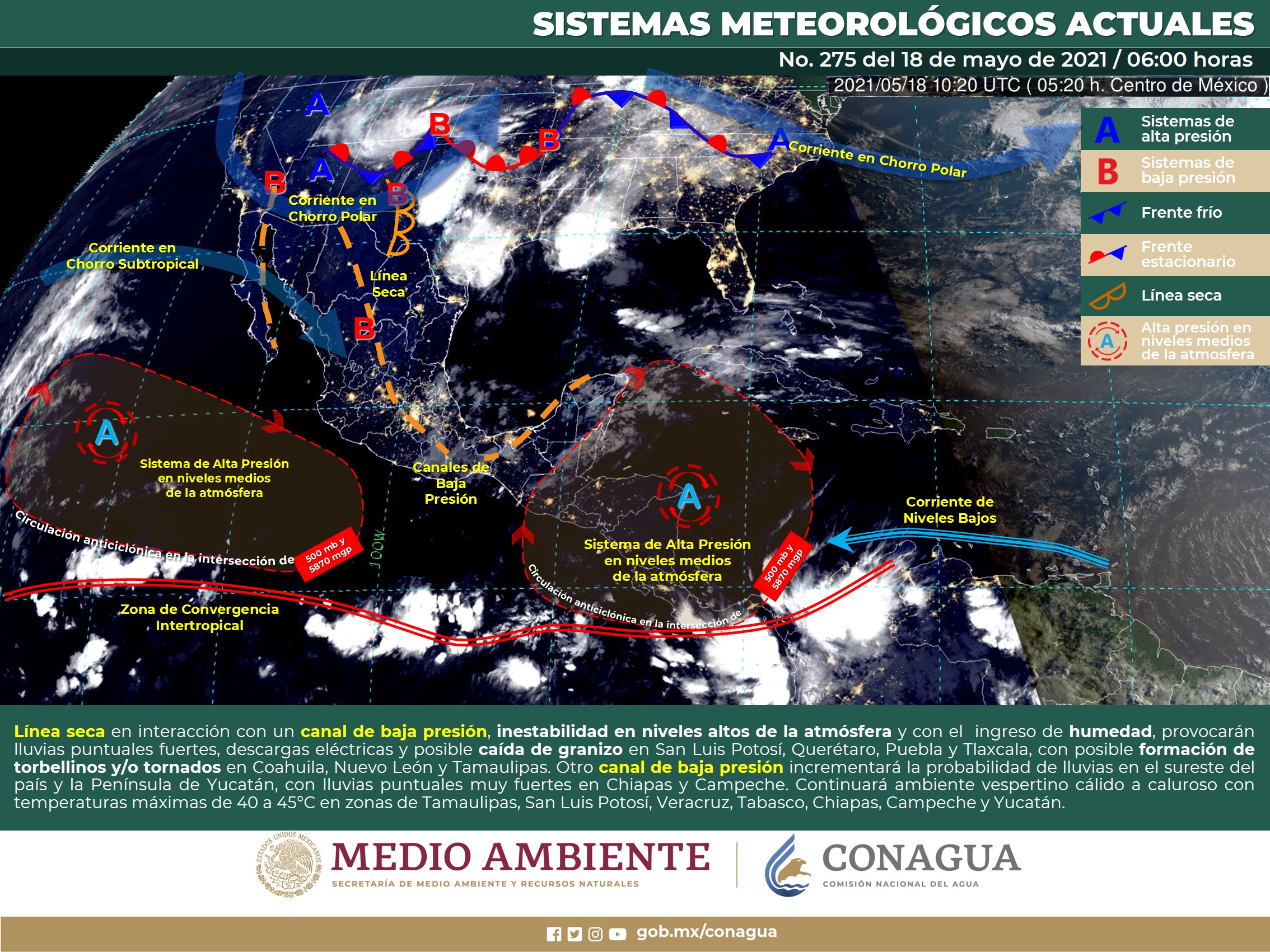 Reporte general para hoy martes del meteorológico