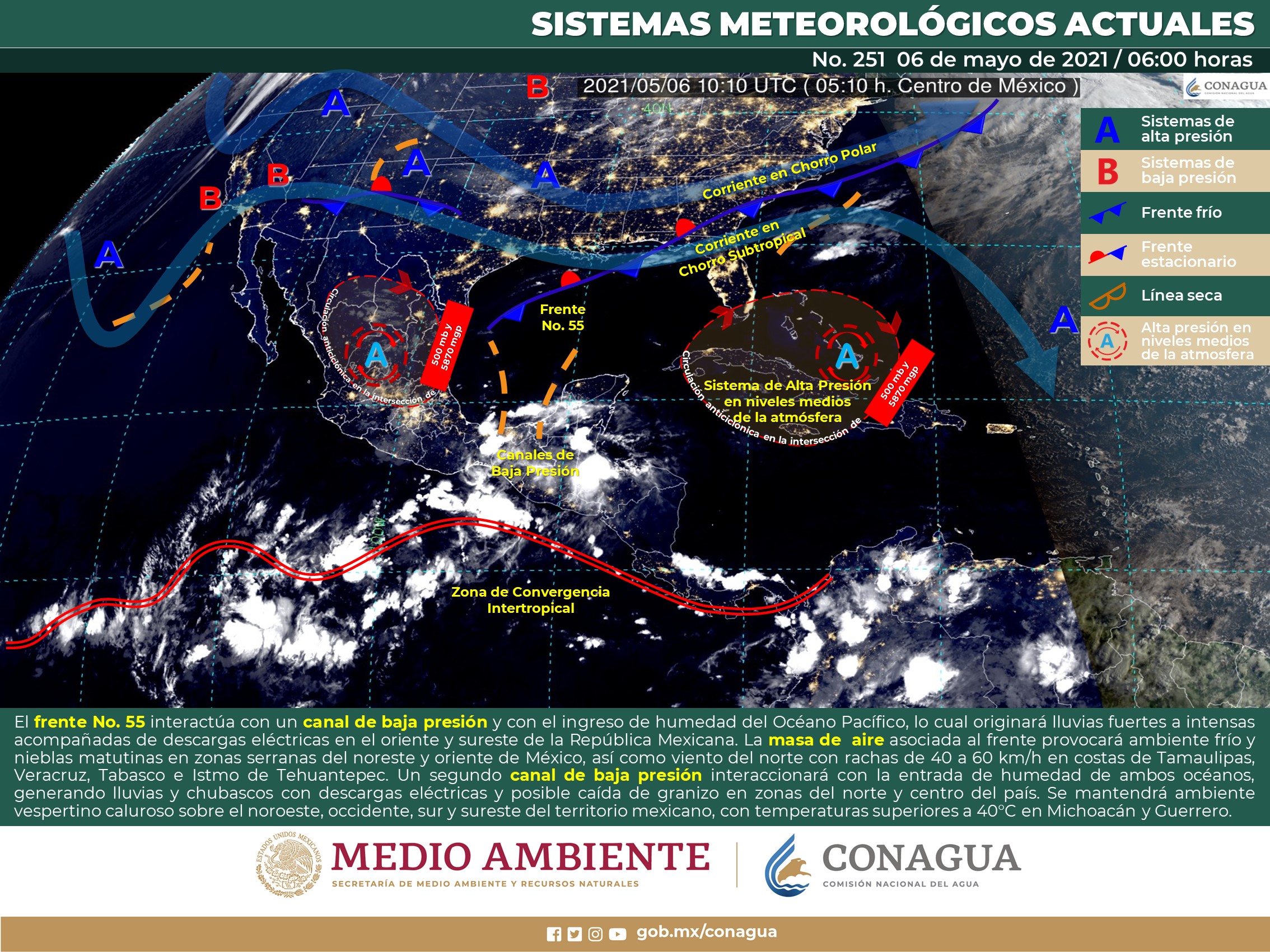 Reporte meteorológico para hoy jueves