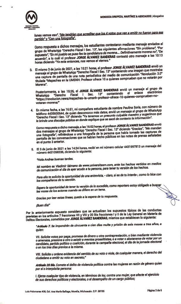 Profesor no votar Morena cárcel