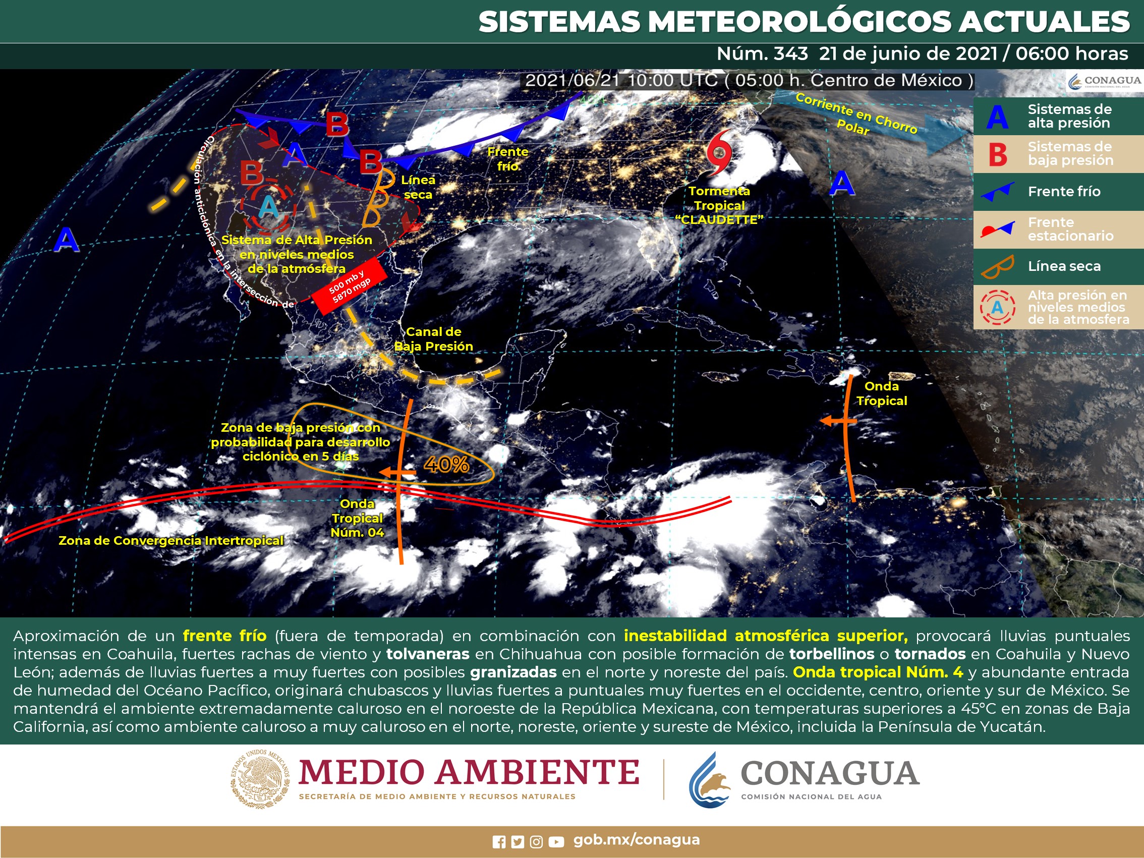 Pronóstico general del clima para hoy lunes