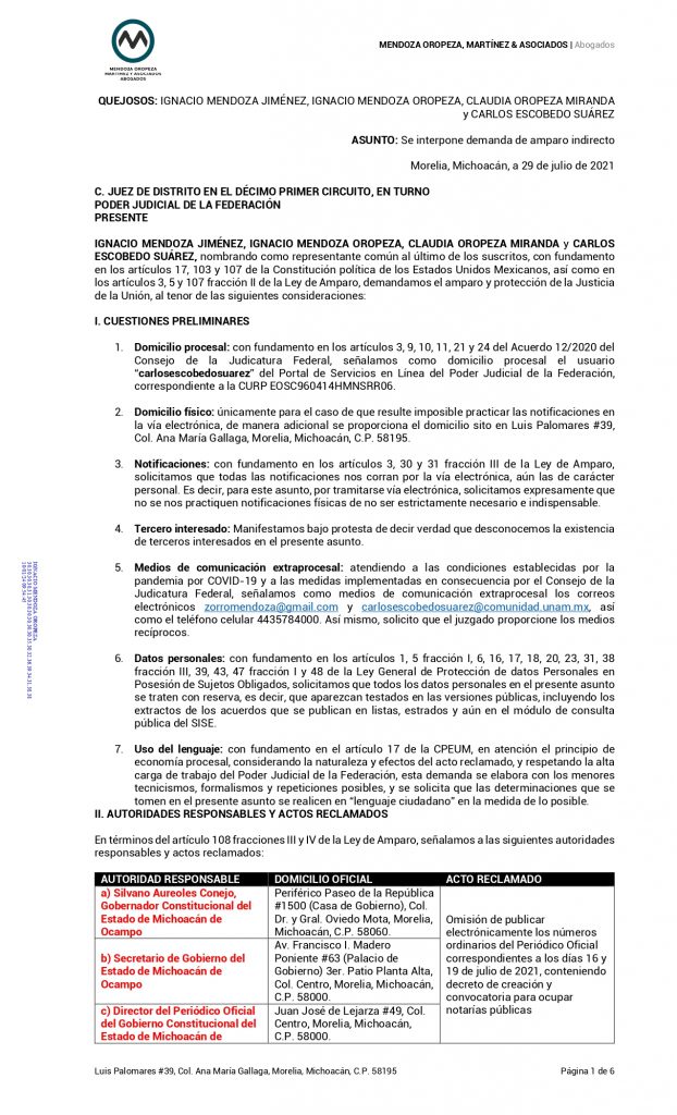 amparo designación notarias irregularidades