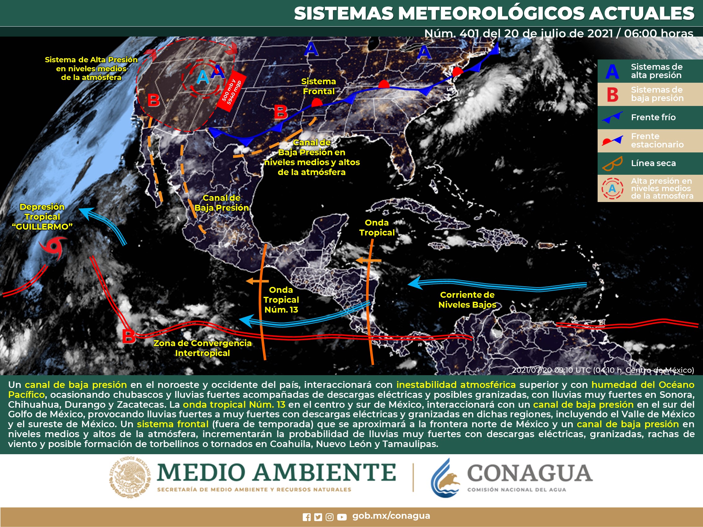 Pronóstico meteorológico del día martes