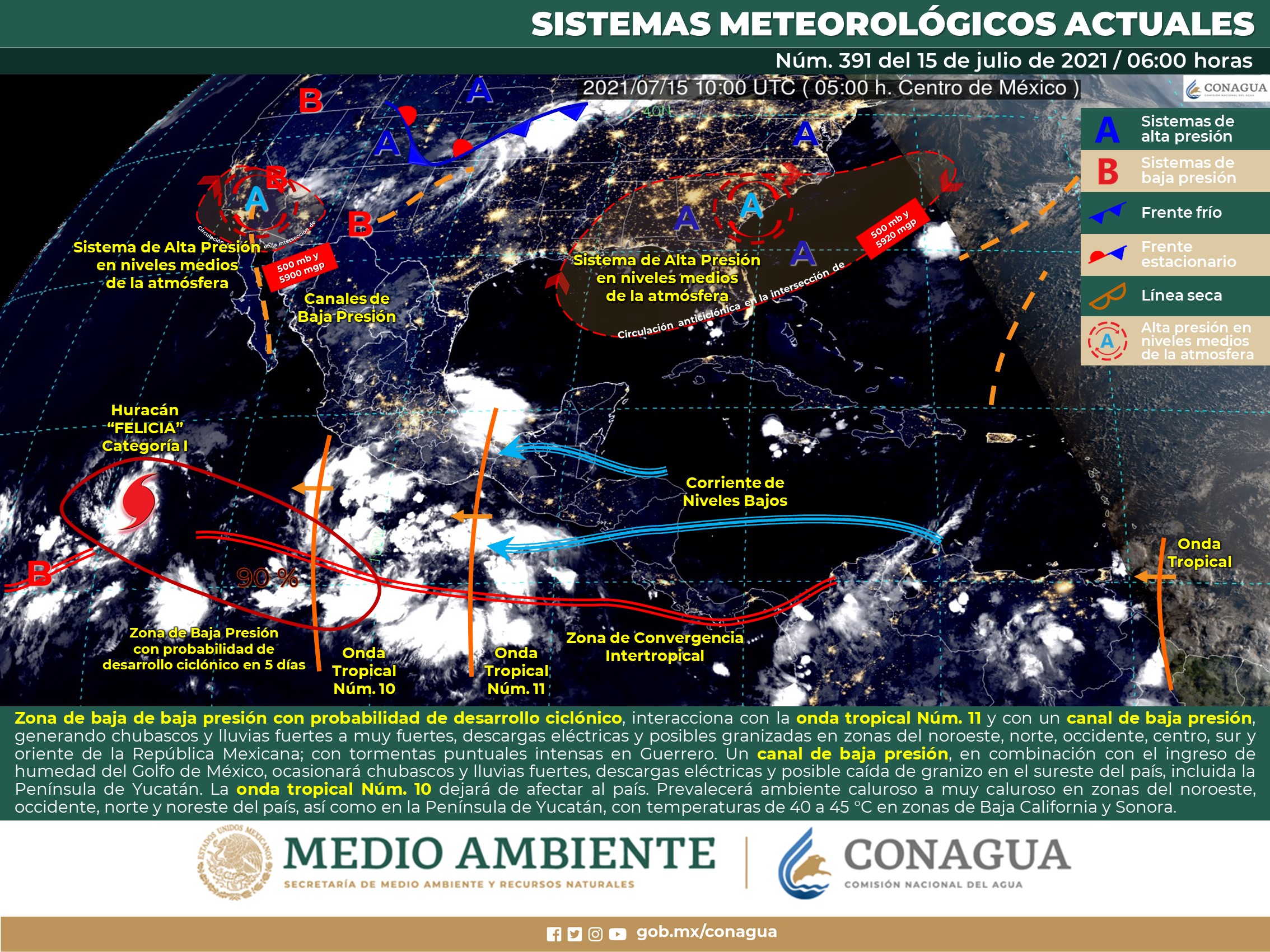 Reporte meteorológico para hoy jueves