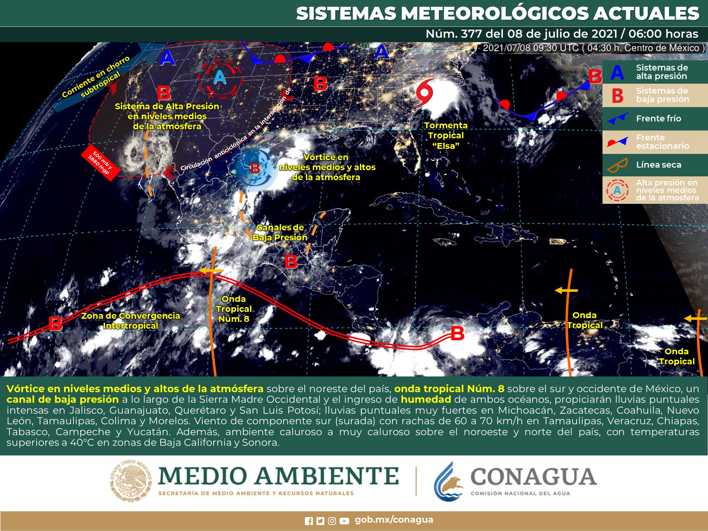 Reporte para hoy del meteorológico