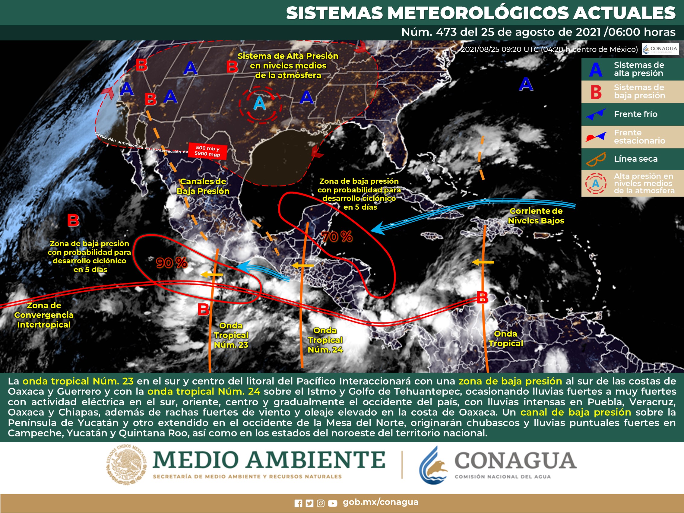 Pronóstico del clima nacional para este miércoles