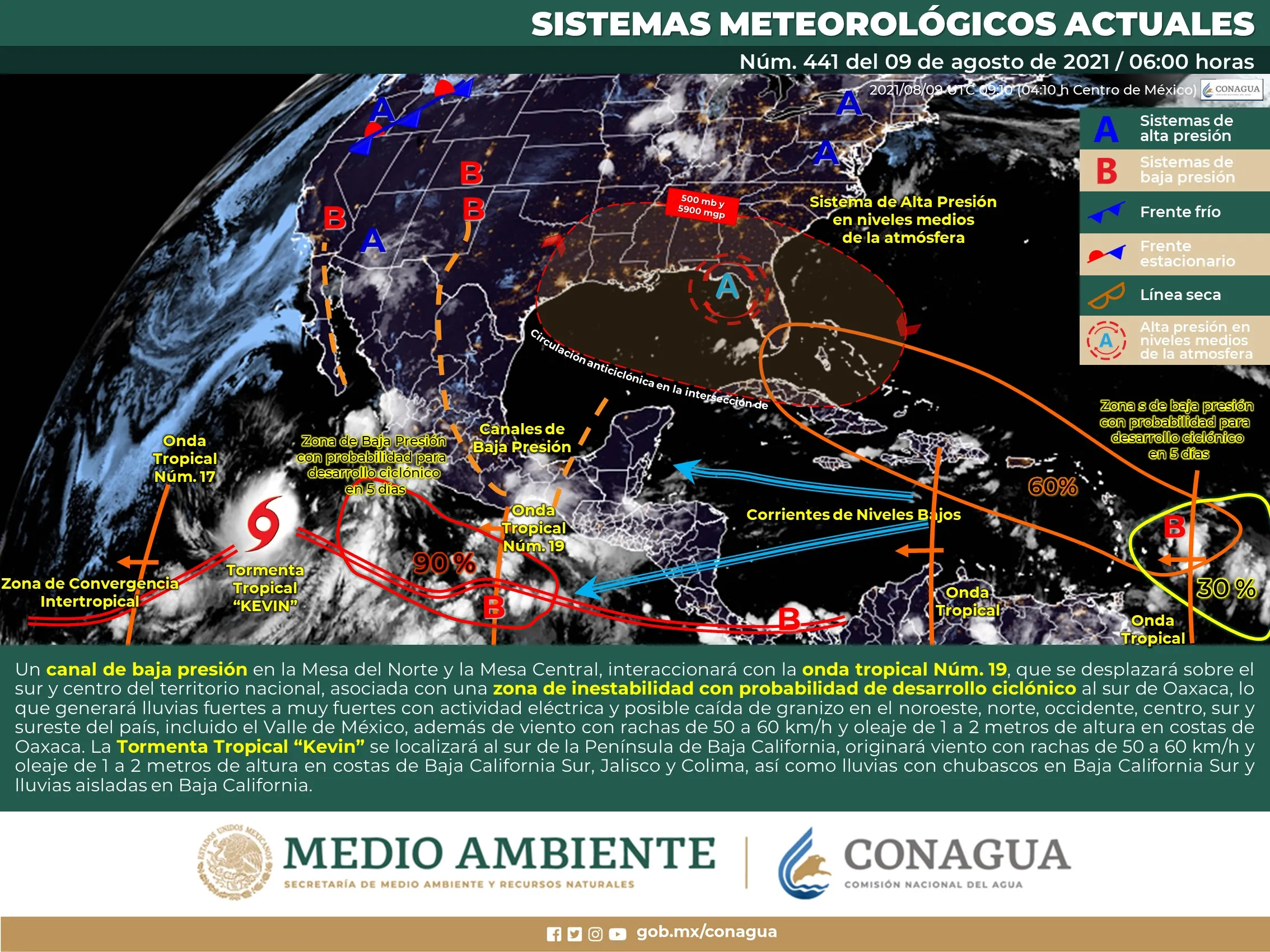 Pronóstico del meteorológico nacional para hoy lunes