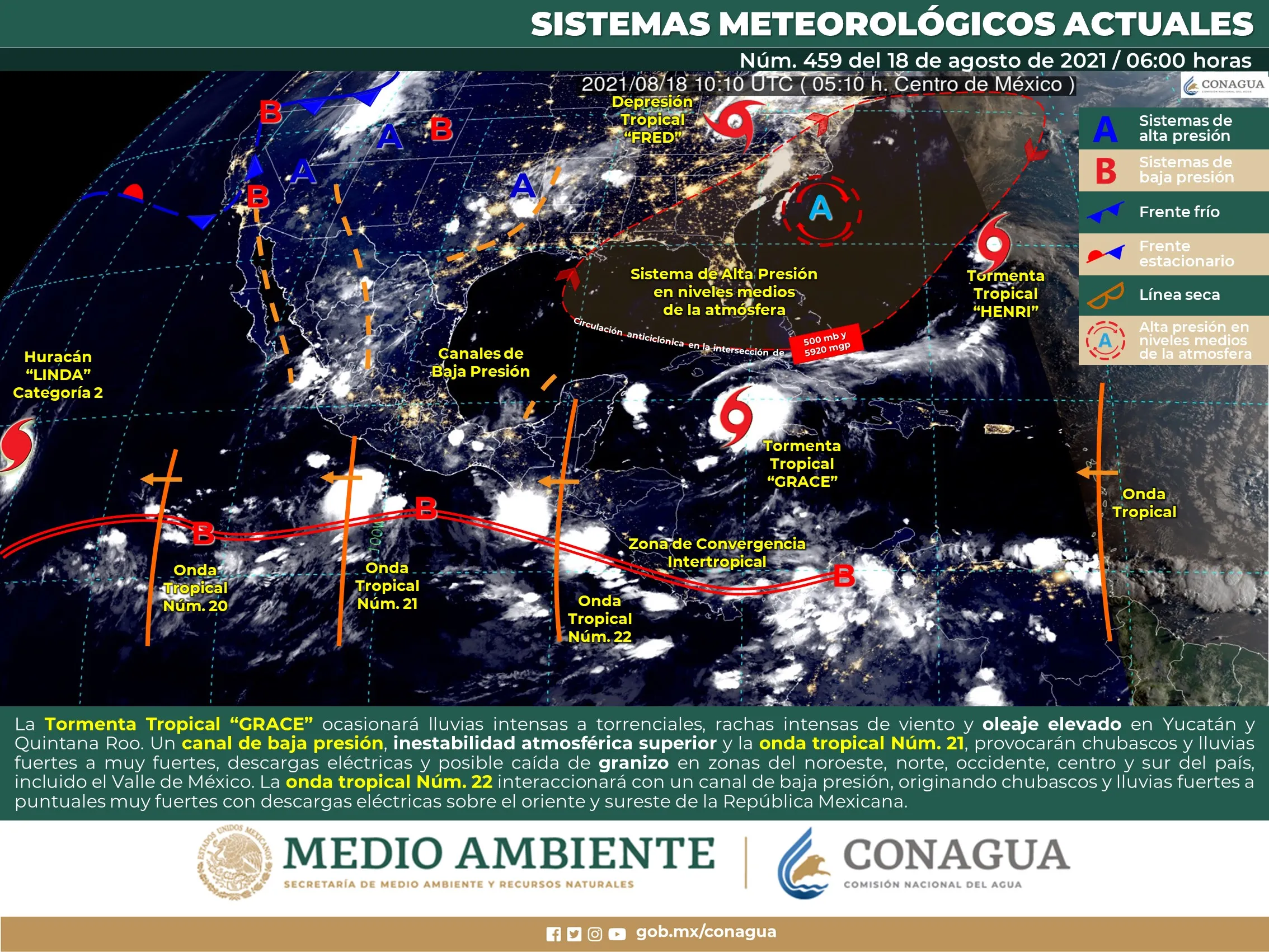 Reporte del meteorológico nocional para hoy