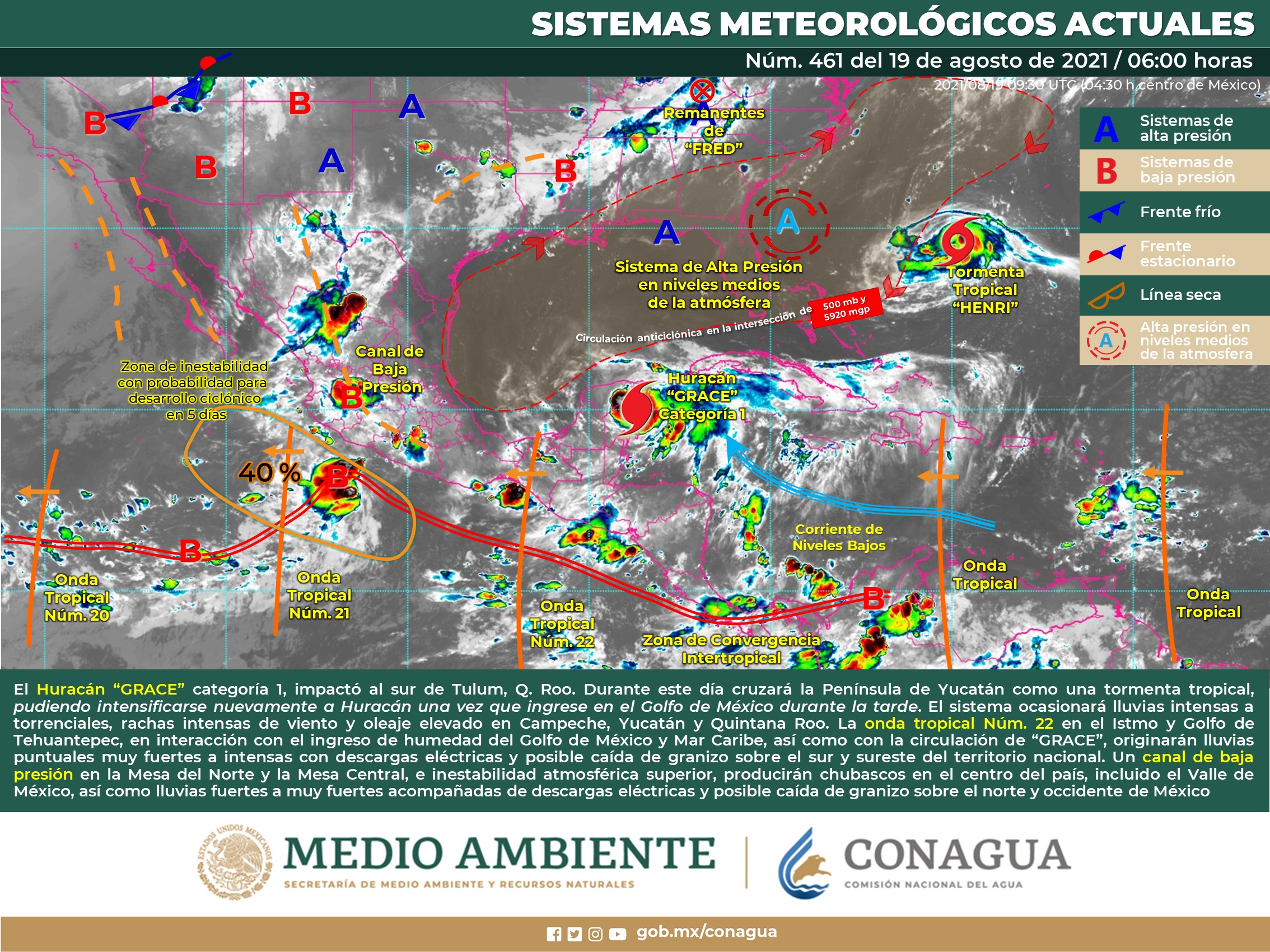 Reporte del meteorológico para este día jueves