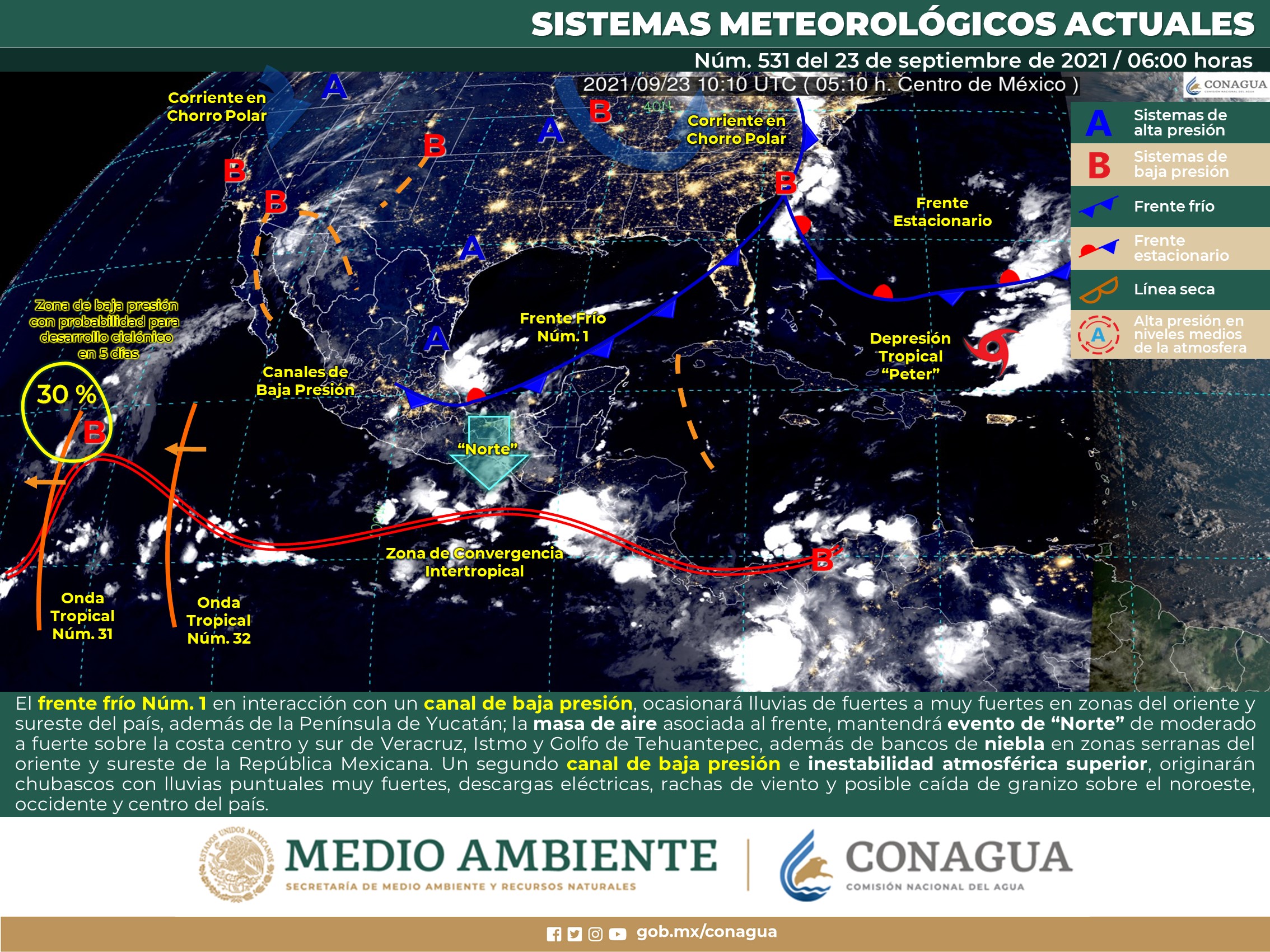 Pronóstico nacional del clima para hoy jueves