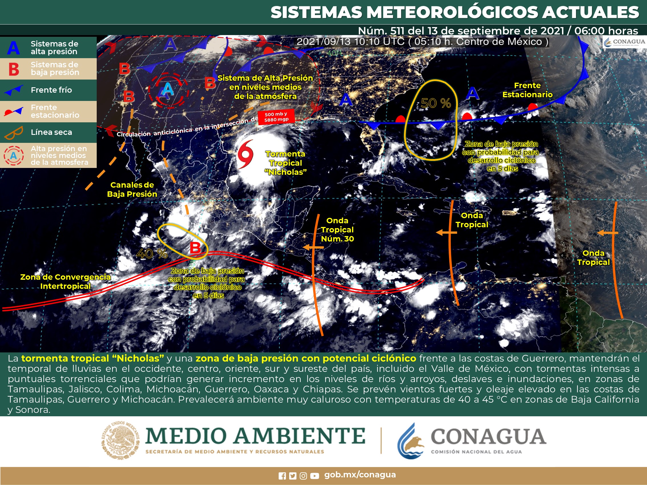 Pronóstico nacional del clima para hoy lunes