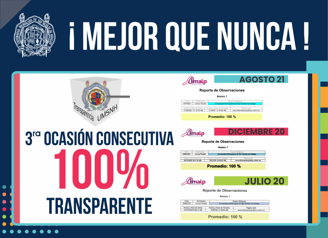 UMSNH alcanza el 100 de transparencia