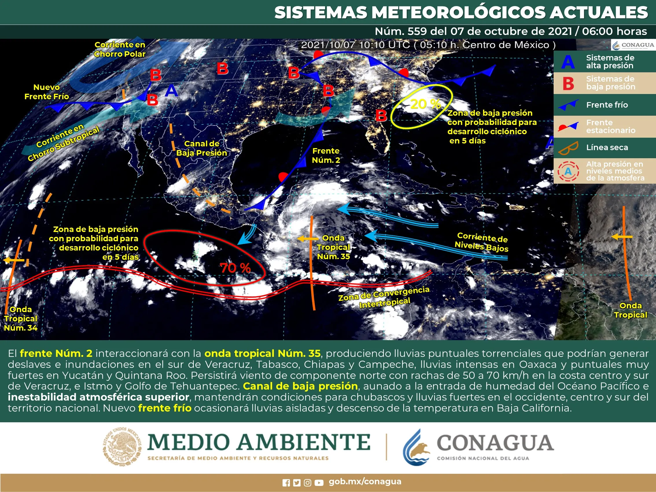 El reporte del clima nacional de hoy