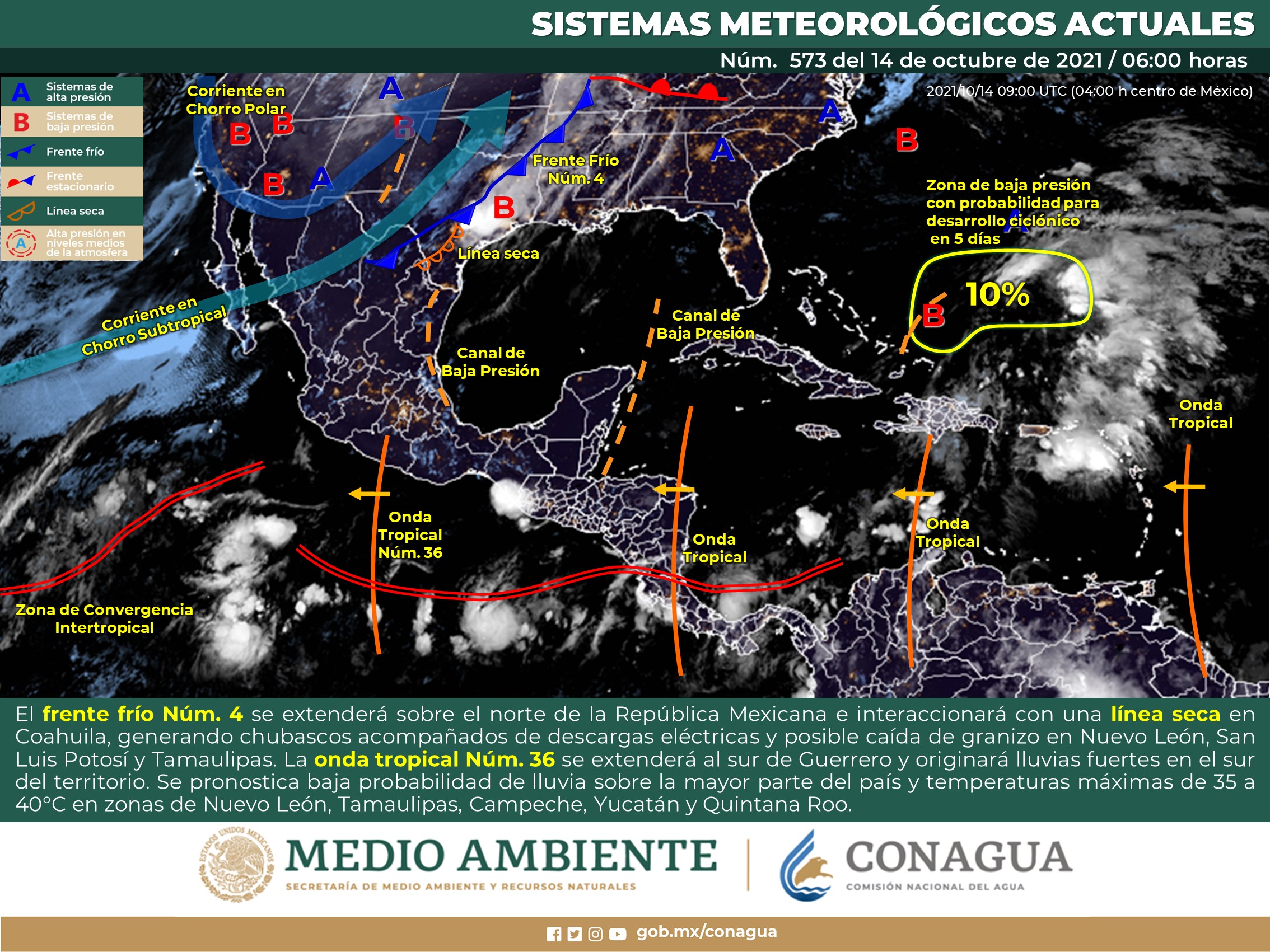 Pronóstico nacional del meteorológico para hoy